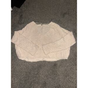 Free people popcorn croppe v neck sweater cream size small